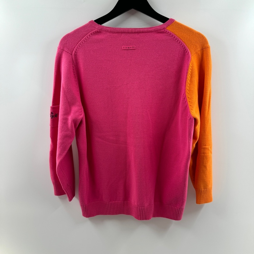 LizGolf Color Block Golf Sweater Pink White Orange – Women’s XL - Picture 6 of 8